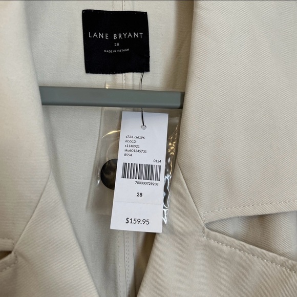 Lane Bryant Cream Trench Coat with Belted Waist and Epaulettes - Picture 3 of 5